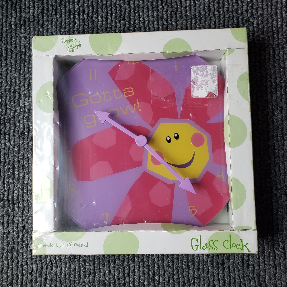 Flower Glass Wall Clock for kids or children by Stephen Joseph New!